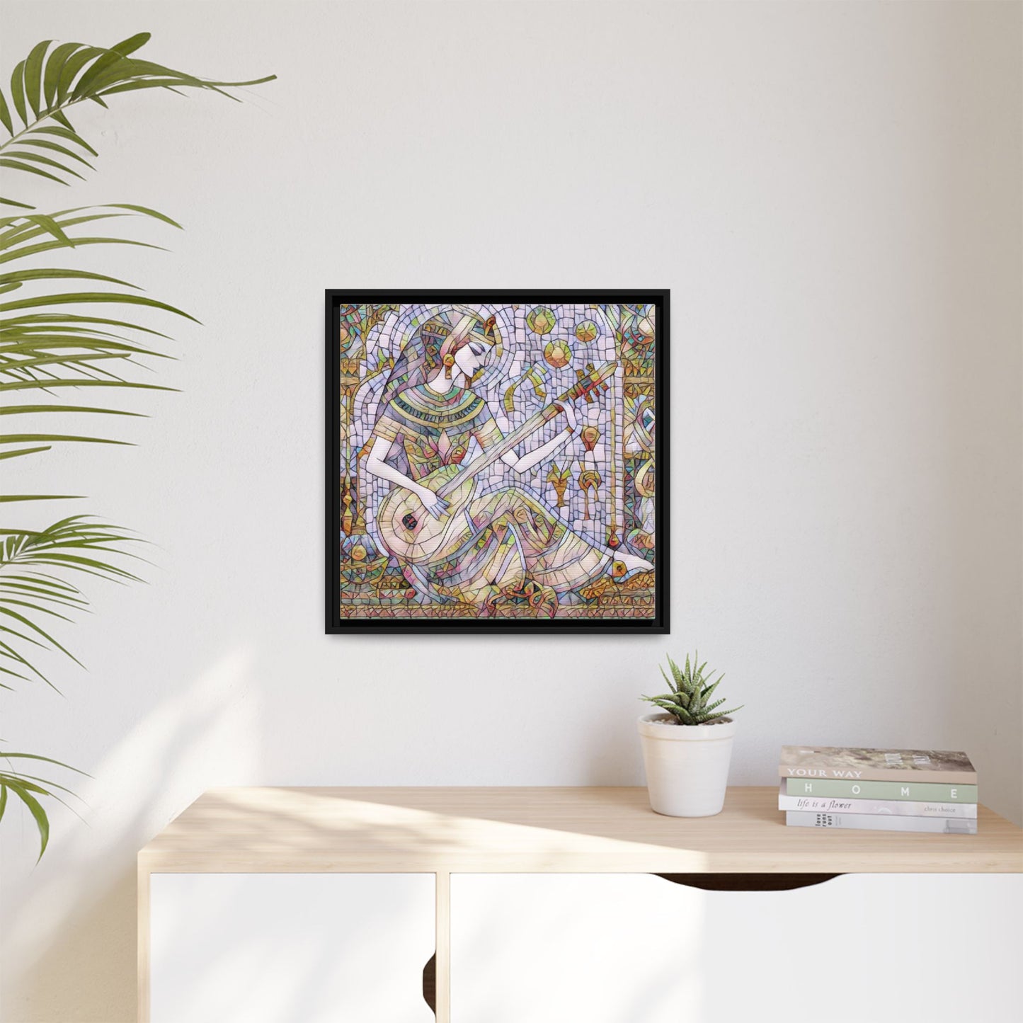 Egyptian Muse Mosaic Matte Canvas Framed Wall Art