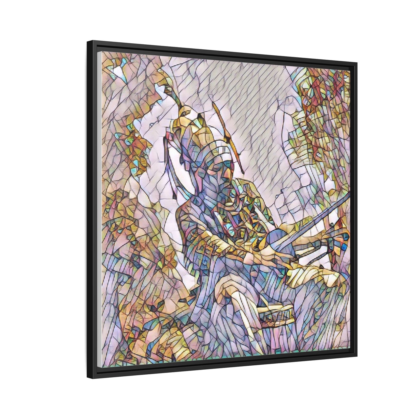 Framed Archery Canvas Print — Stained-Glass Archer Wall Art