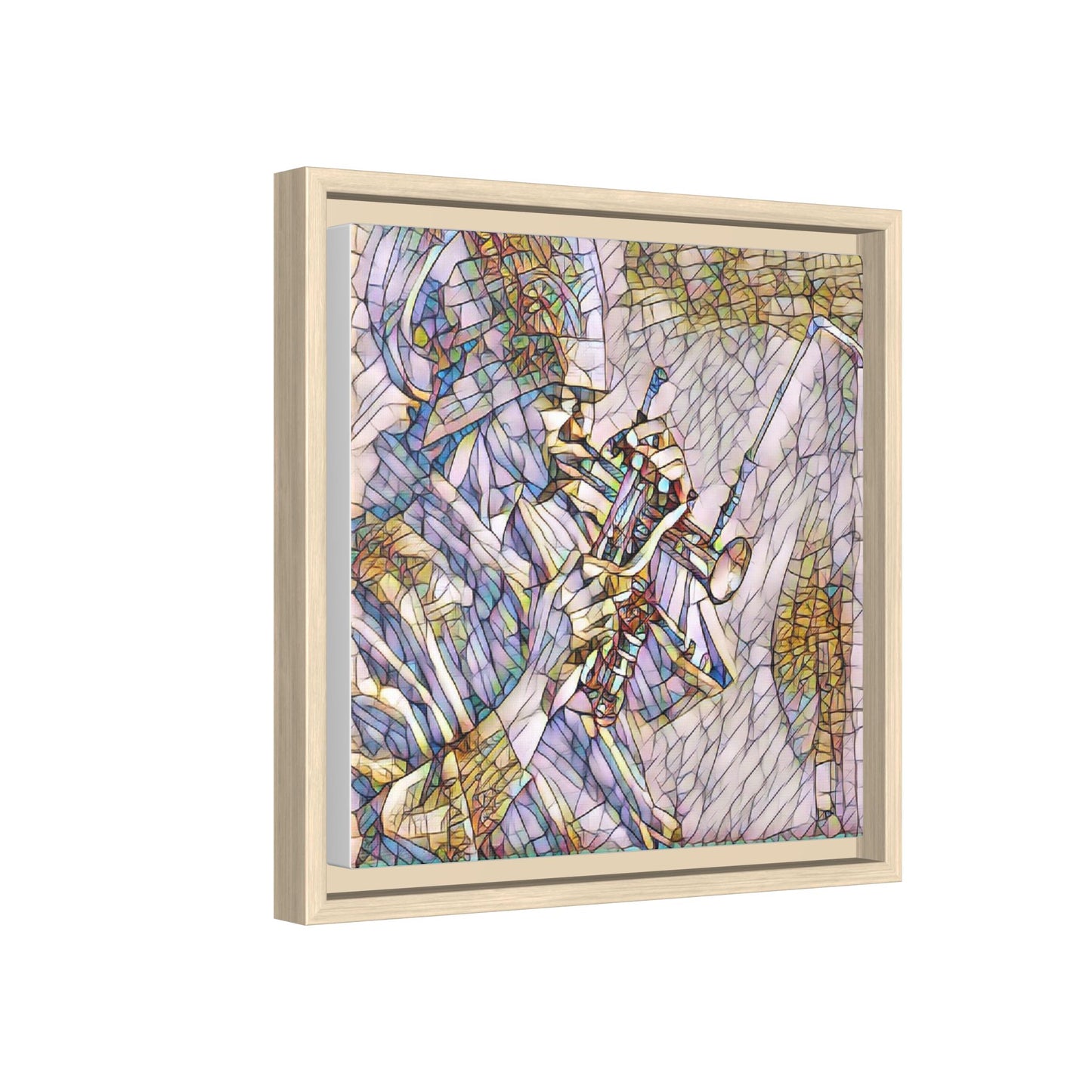 Framed Abstract Trumpet Player Matte Canvas Art