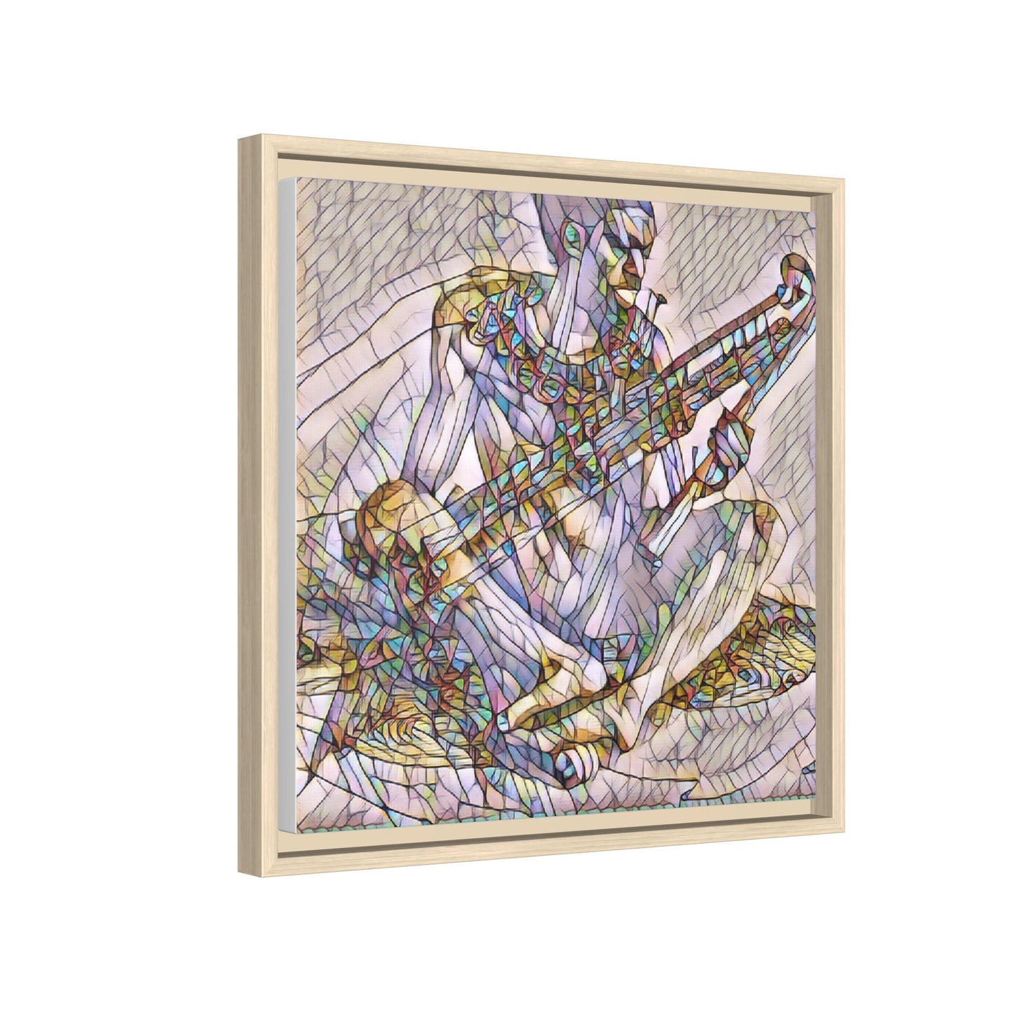 Framed Abstract Musician Canvas Art — Multicolor Modern Wall Decor