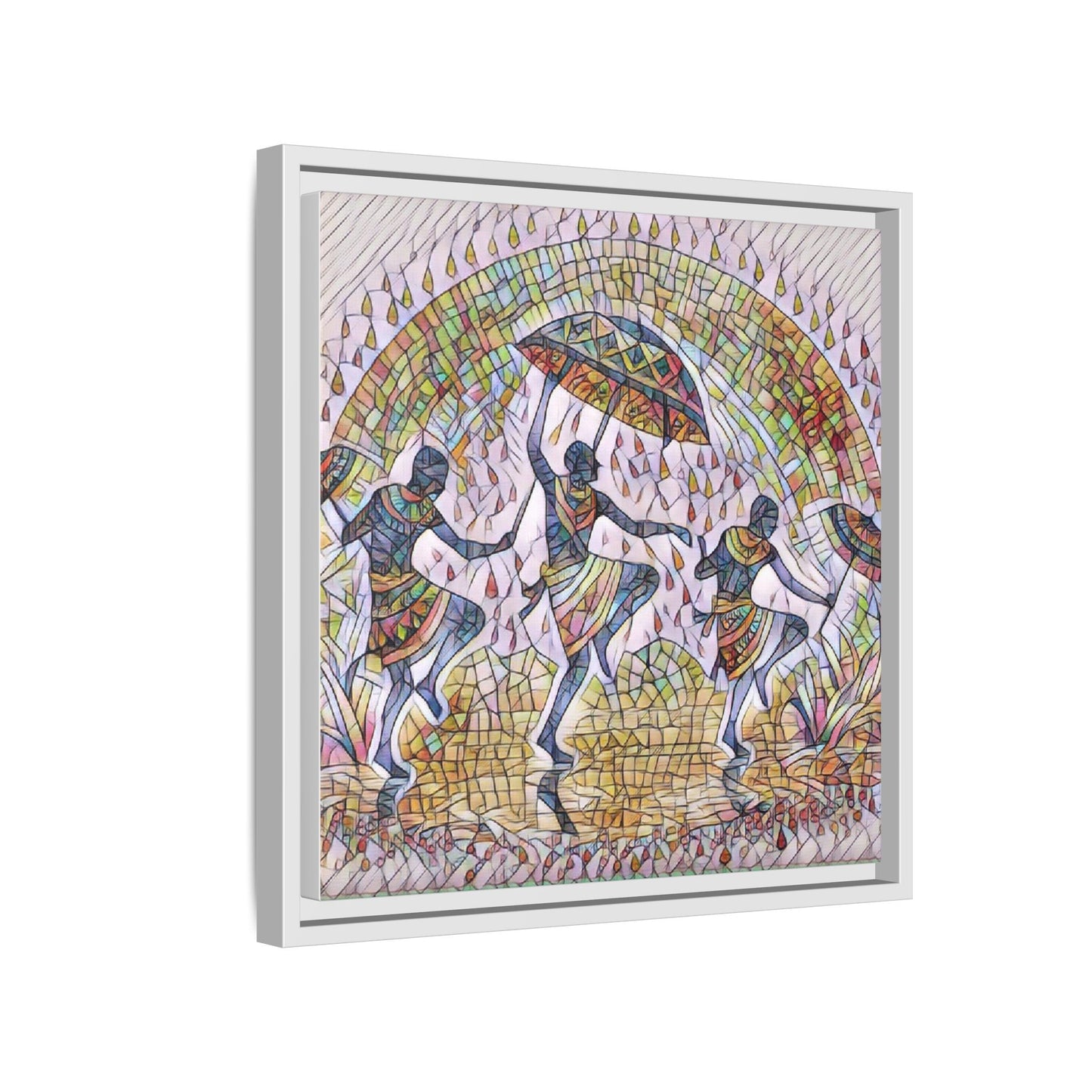 Framed Canvas Art — Colorful African Dance Mosaic