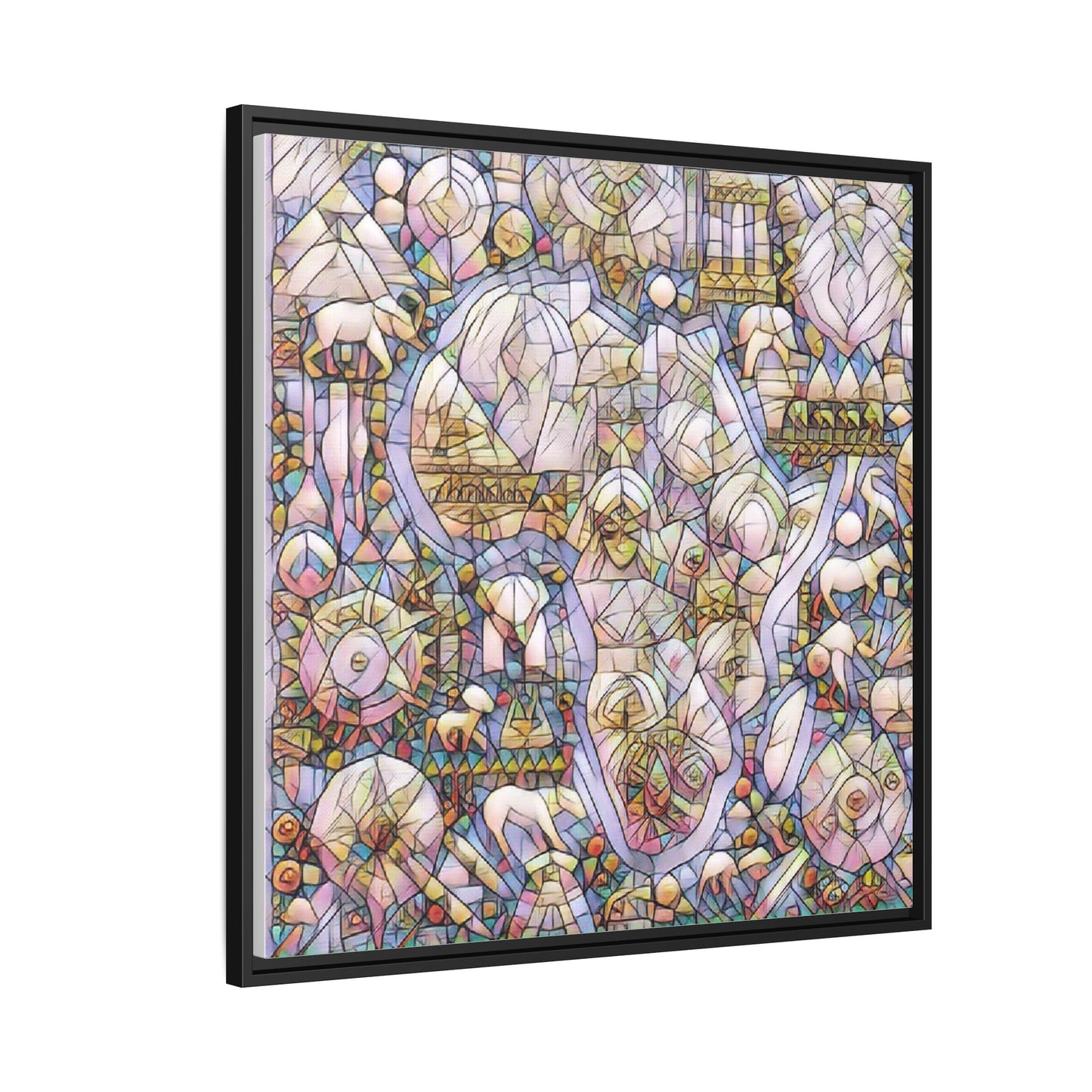 Abstract Stained-Glass Style Framed Canvas Print
