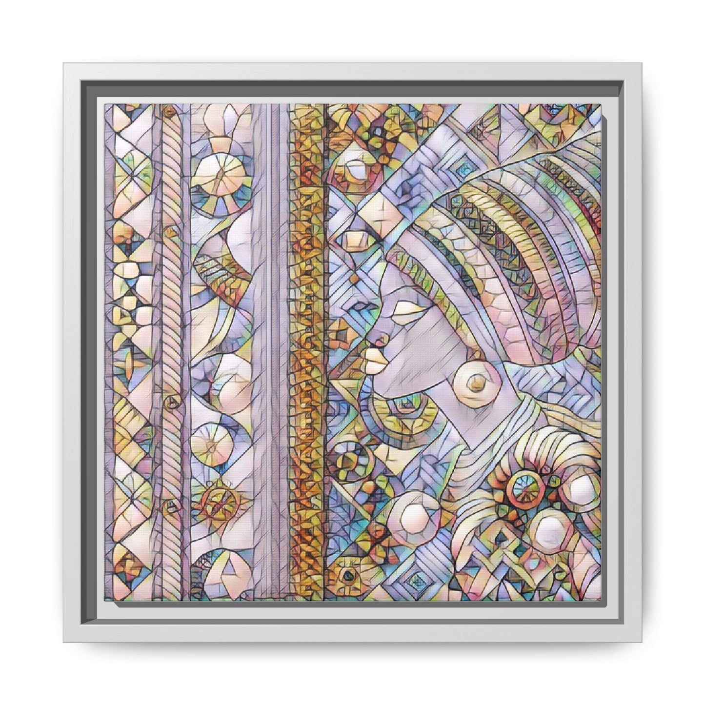 Afrocentric Stained-Glass Portrait Matte Framed Canvas