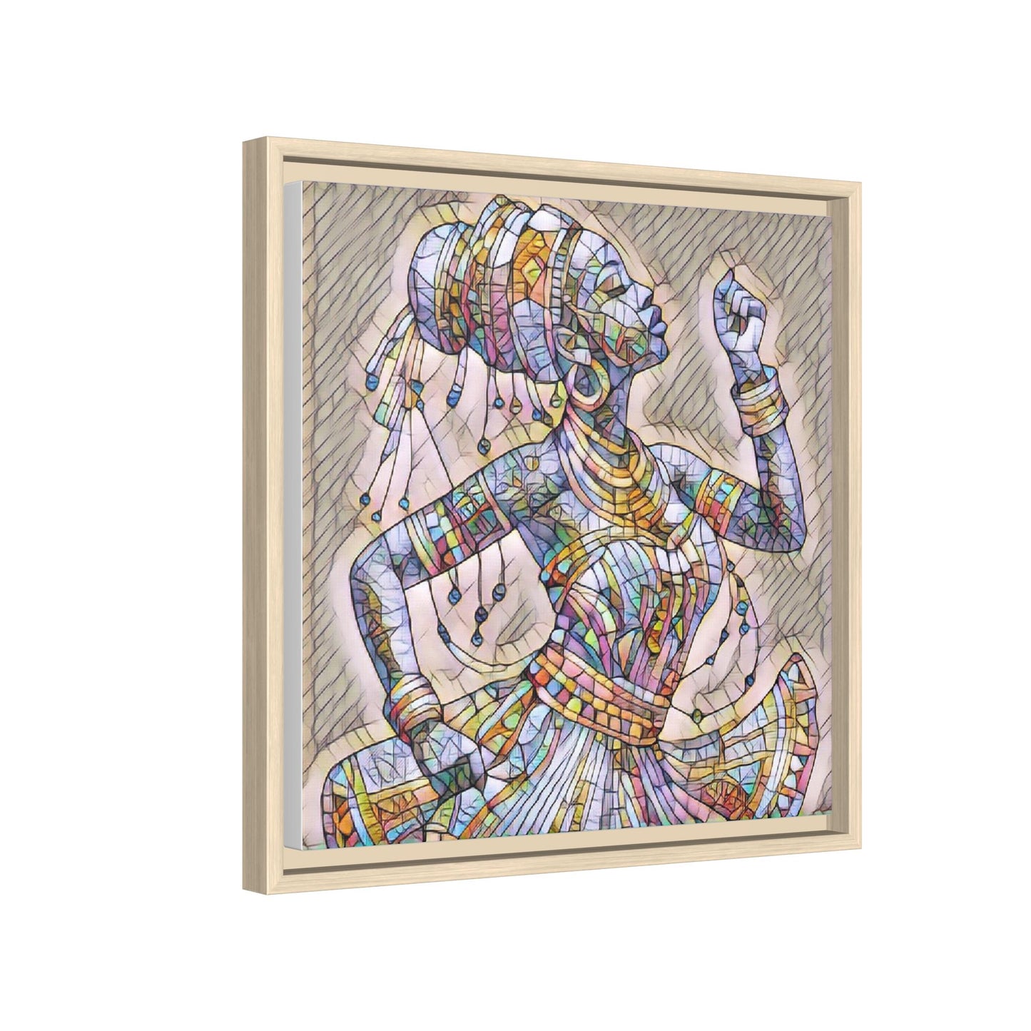 Framed Canvas Art — Colorful Mosaic Dancer
