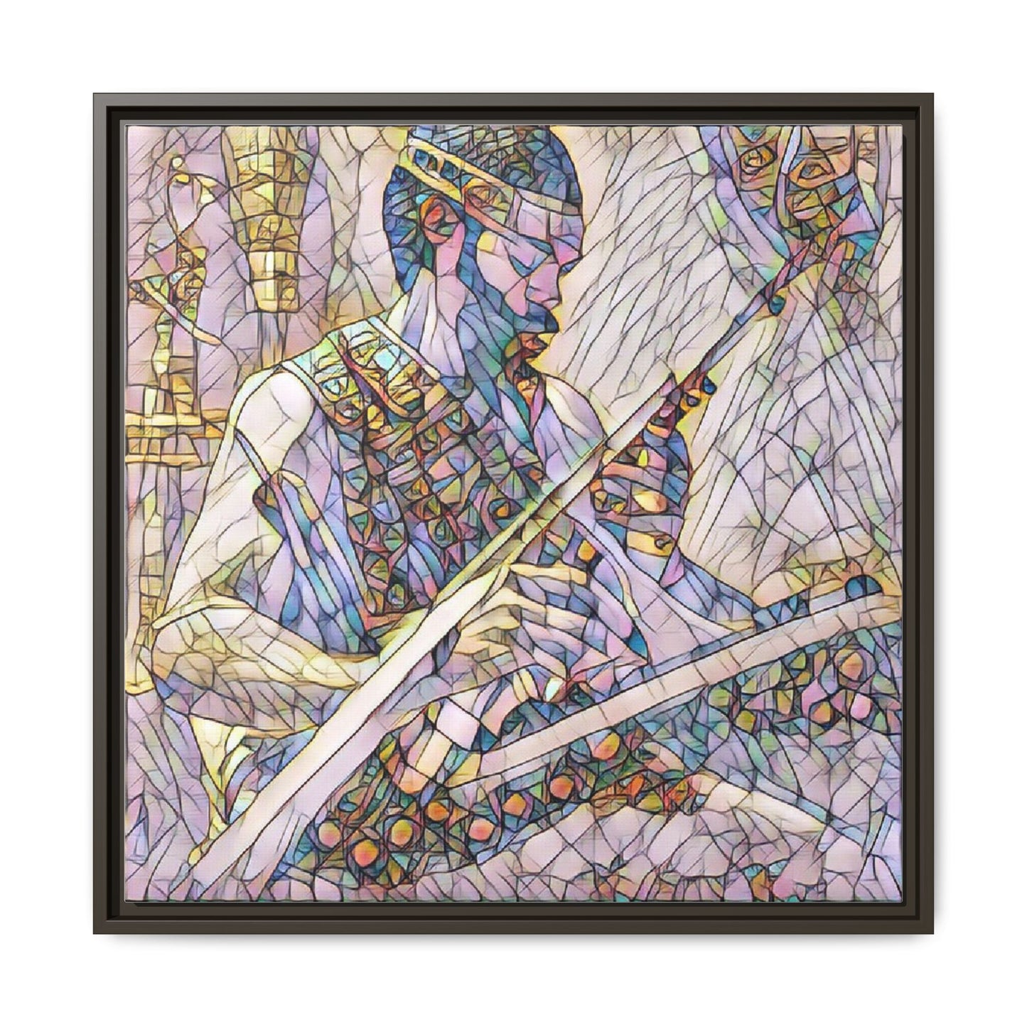 Framed Matte Canvas — Abstract Musician Stained-Glass Art Print