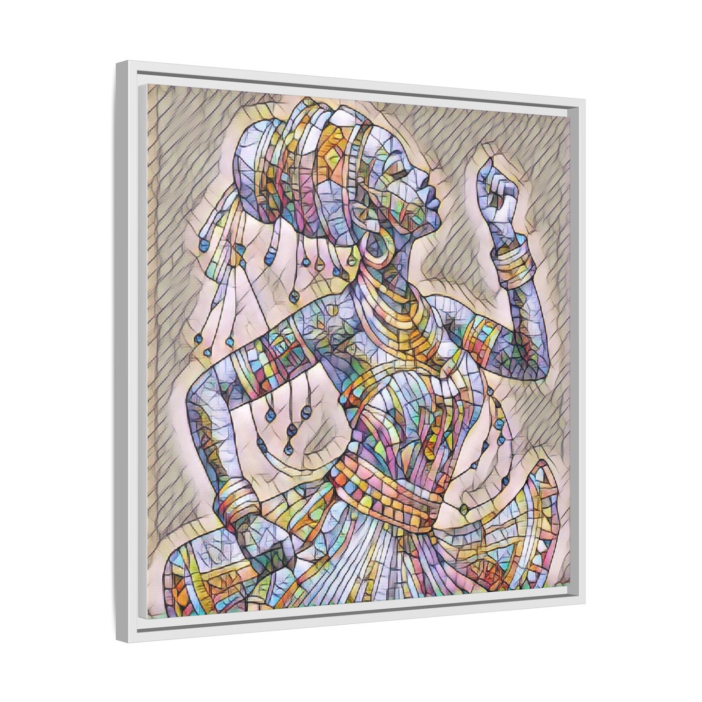 Framed Canvas Art — Colorful Mosaic Dancer
