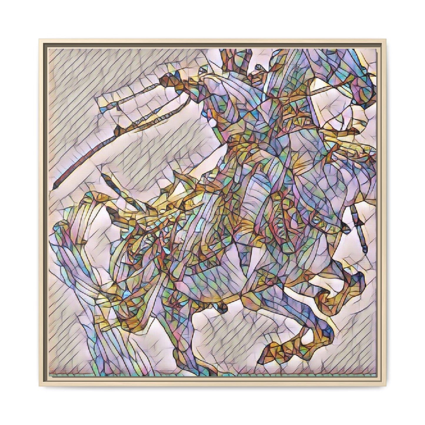 Framed Abstract Stained-Glass Horse Canvas