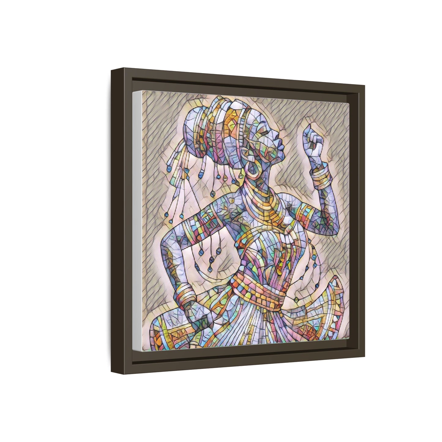 Framed Canvas Art — Colorful Mosaic Dancer