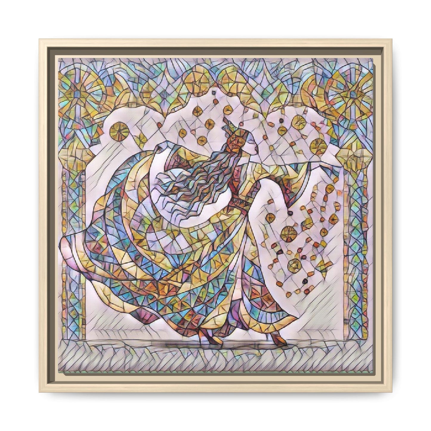 Stained Glass Dancing Dervish Framed Canvas Art