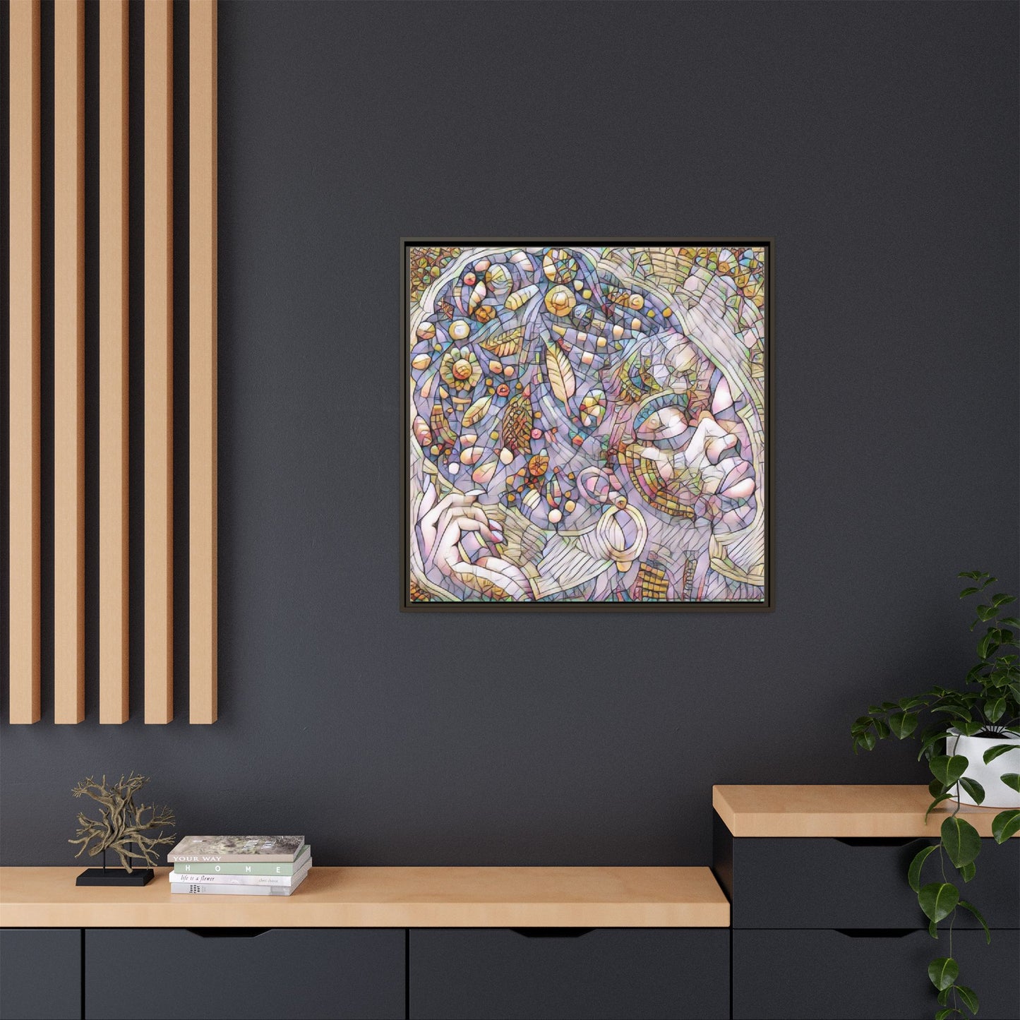 Bohemian Mosaic Woman Matte Canvas Framed Wall Art
