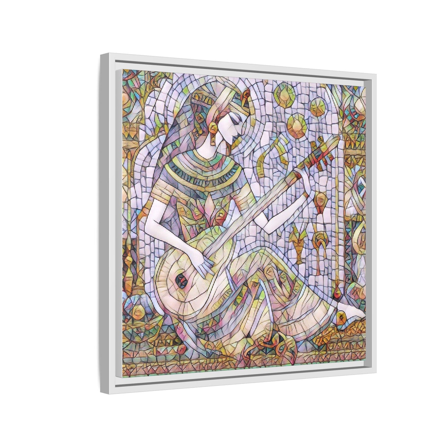 Egyptian Muse Mosaic Matte Canvas Framed Wall Art