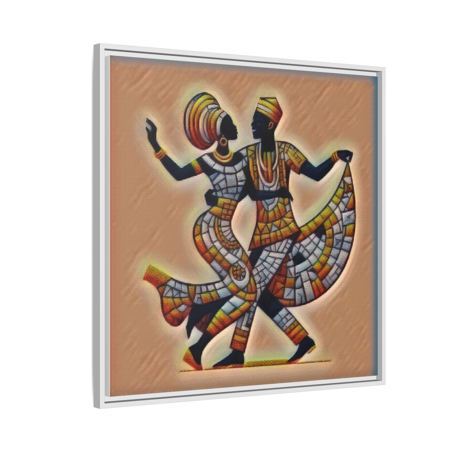Framed African Dance Mosaic Art Print — Matte Canvas Wall Decor