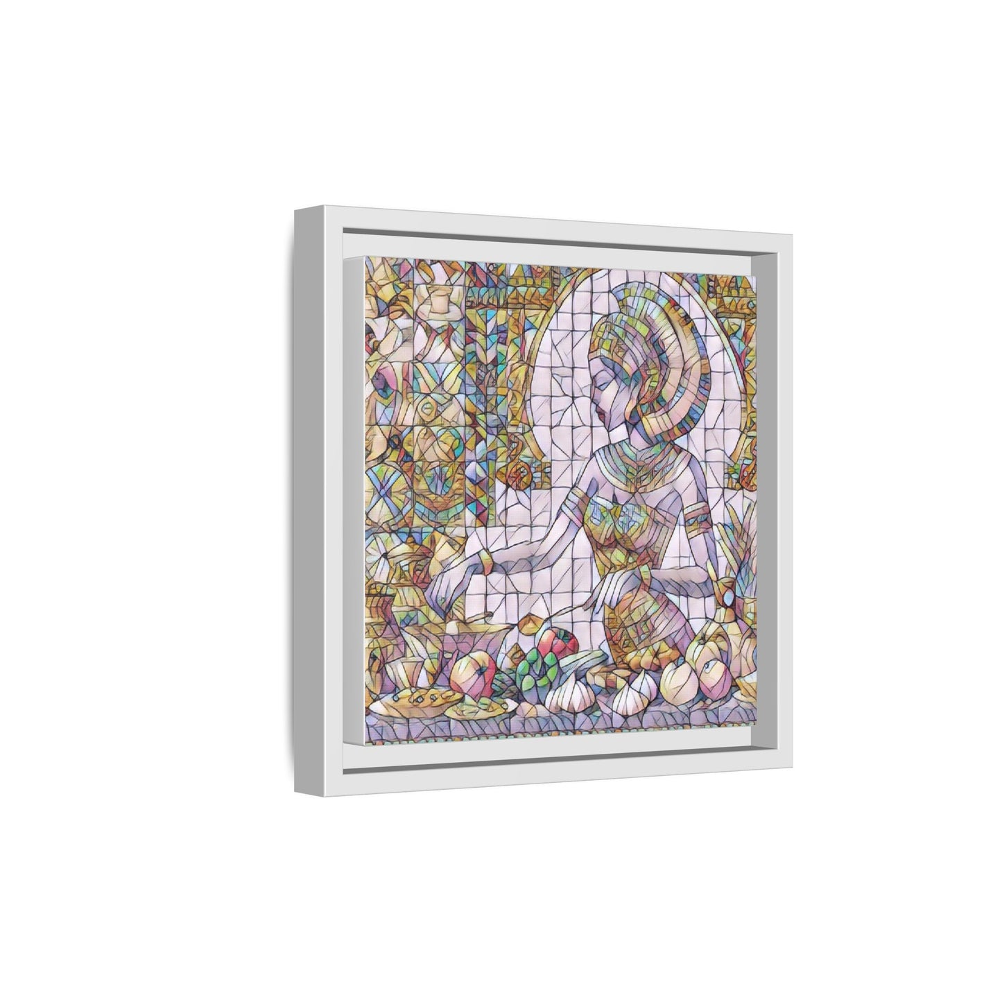 Egyptian Goddess Stained Glass Style Framed Canvas Art