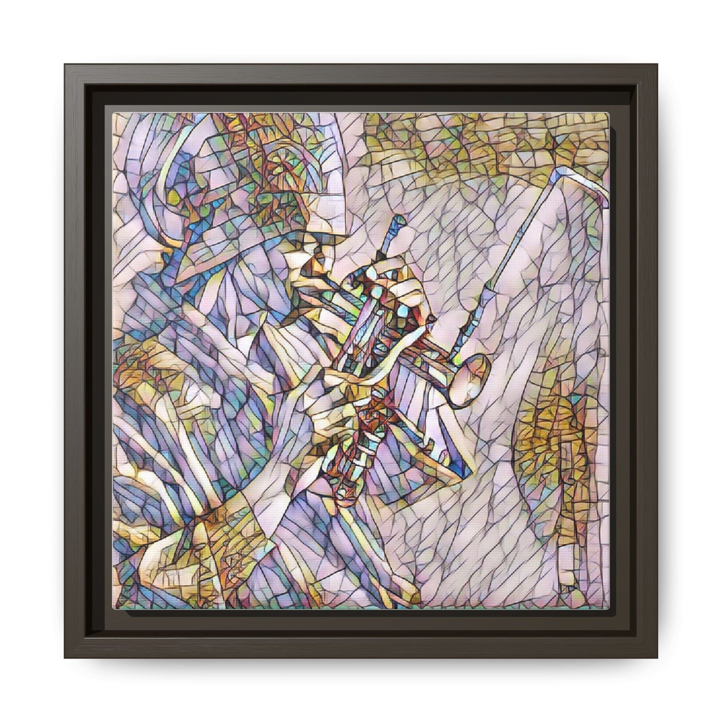 Framed Abstract Trumpet Player Matte Canvas Art
