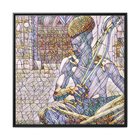 Framed Matte Canvas Art – Stained-Glass Style Musician Print