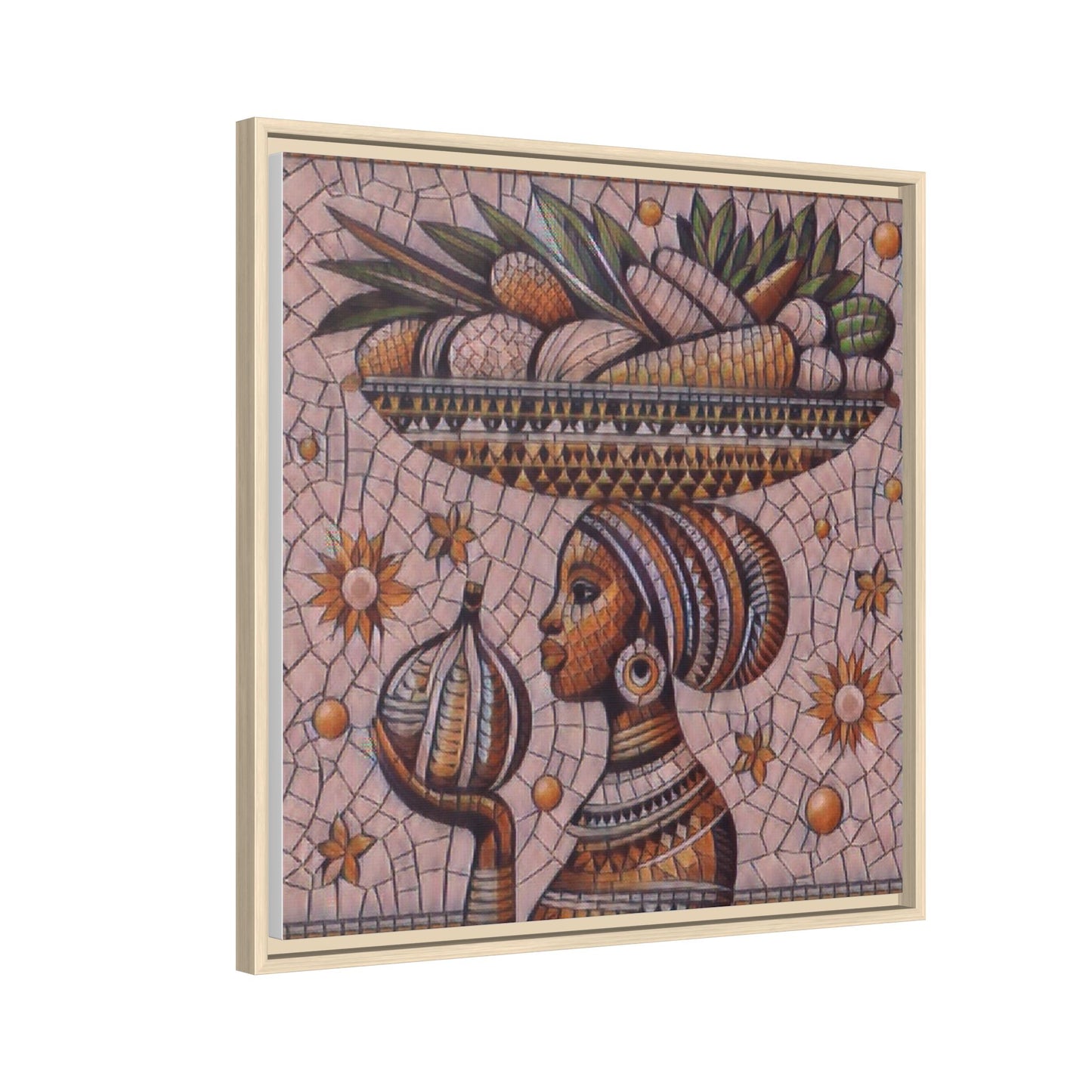 Egyptian Mosaic Goddess Matte Framed Canvas Wall Art