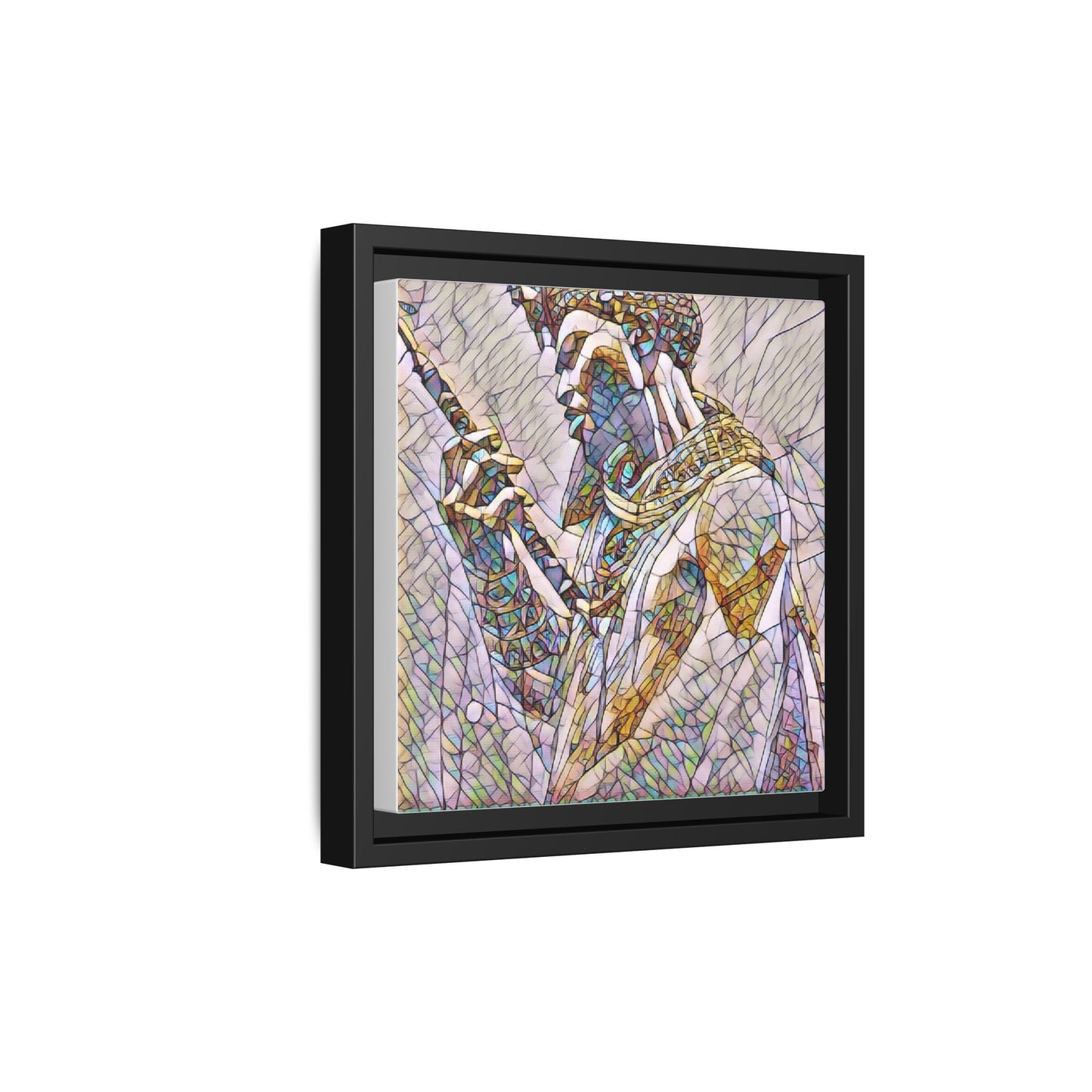 Egyptian Pharaoh Stained Glass Art — Framed Matte Canvas