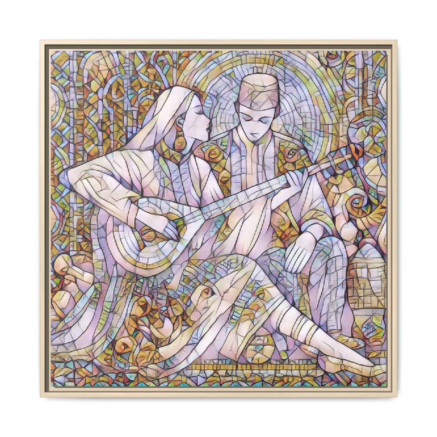 Love Song Serenade - Framed Canvas Wall Art | Guitar Player Romantic Print
