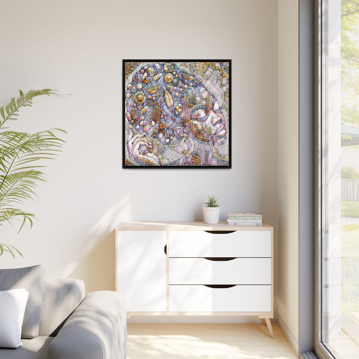 Bohemian Mosaic Woman Matte Canvas Framed Wall Art