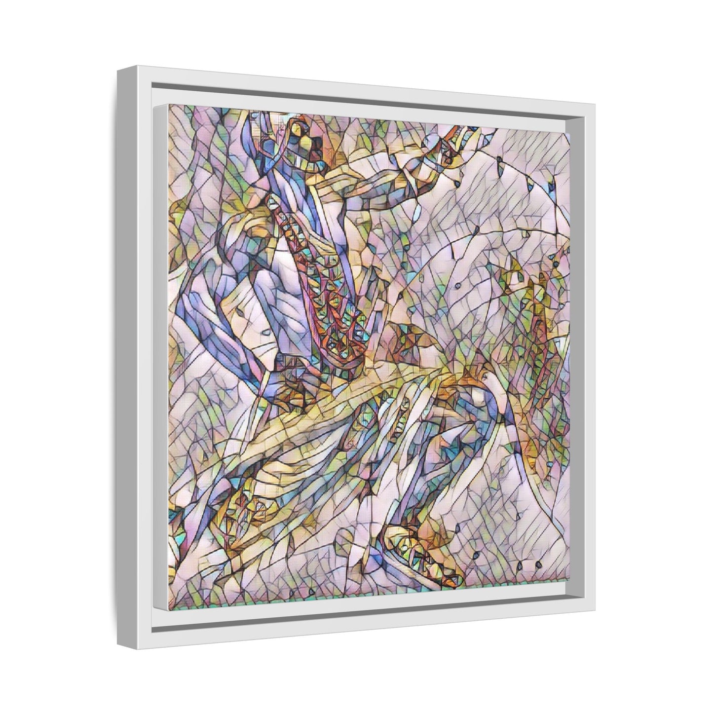Abstract Stained-Glass Dancers — Framed Matte Canvas Art