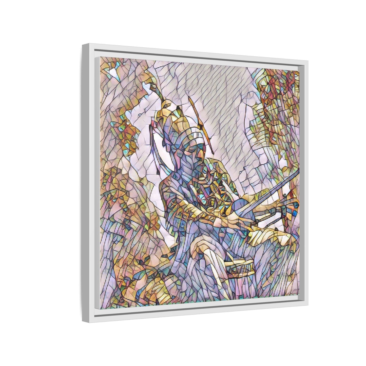 Framed Archery Canvas Print — Stained-Glass Archer Wall Art