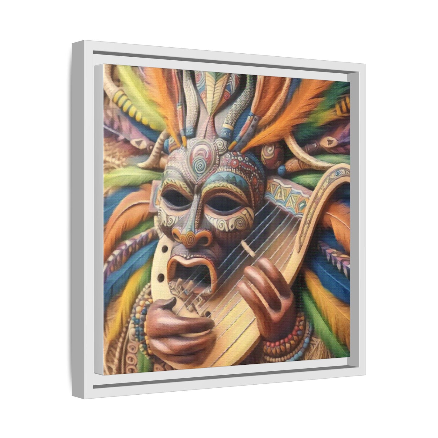 Colorful Tribal Mask Canvas — Framed Matte Wall Art
