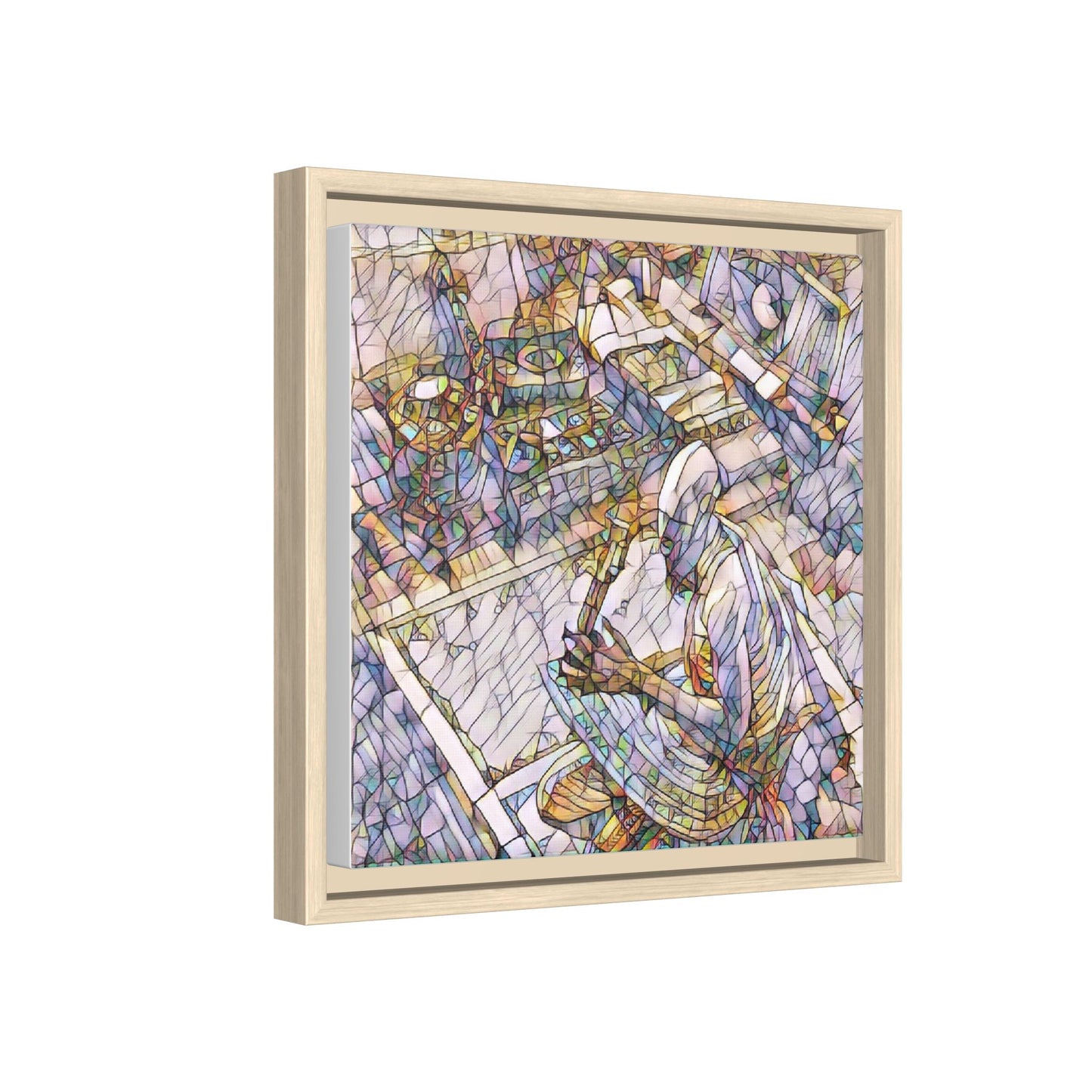 Stained-Glass DJ Matte Canvas Print (Framed) — Colorful Music Room Wall Art