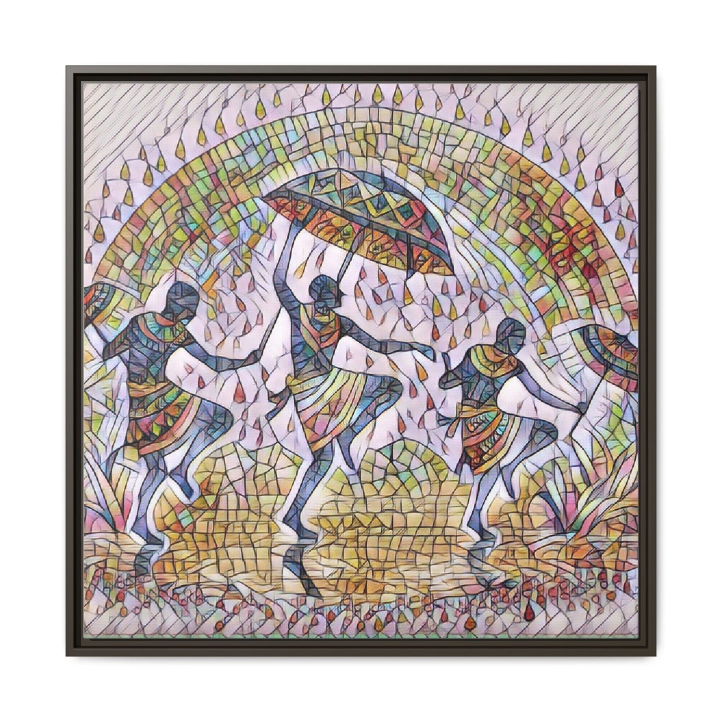 Framed Canvas Art — Colorful African Dance Mosaic