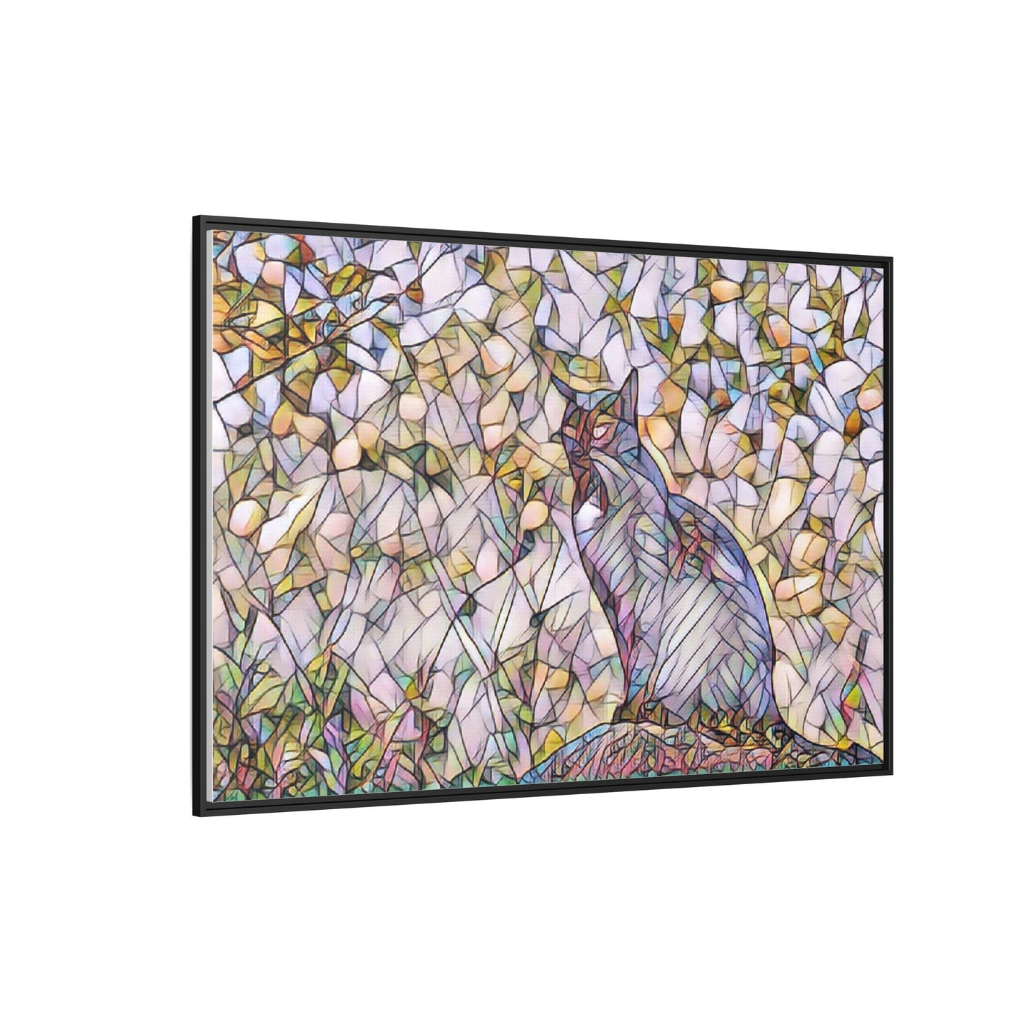 Framed Canvas Art - Stained Glass Heron Nature Print