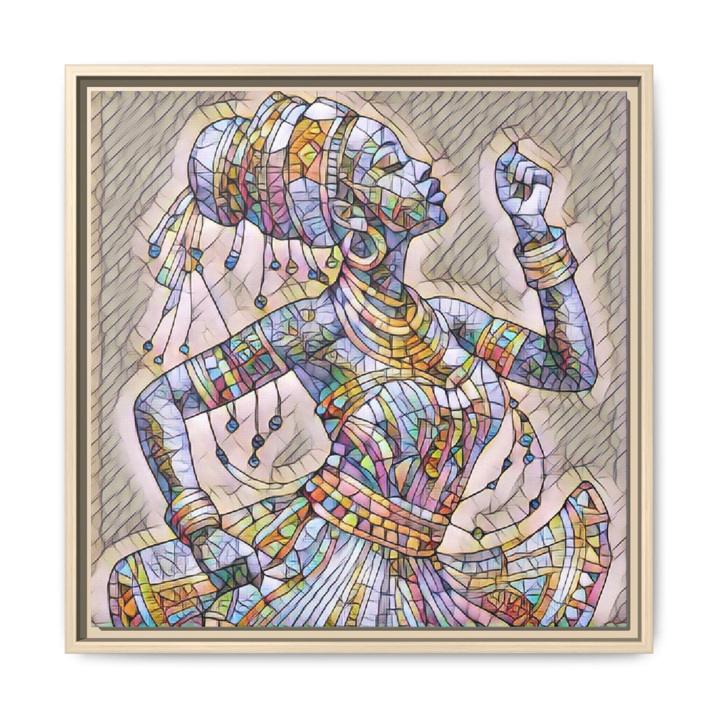Framed Canvas Art — Colorful Mosaic Dancer