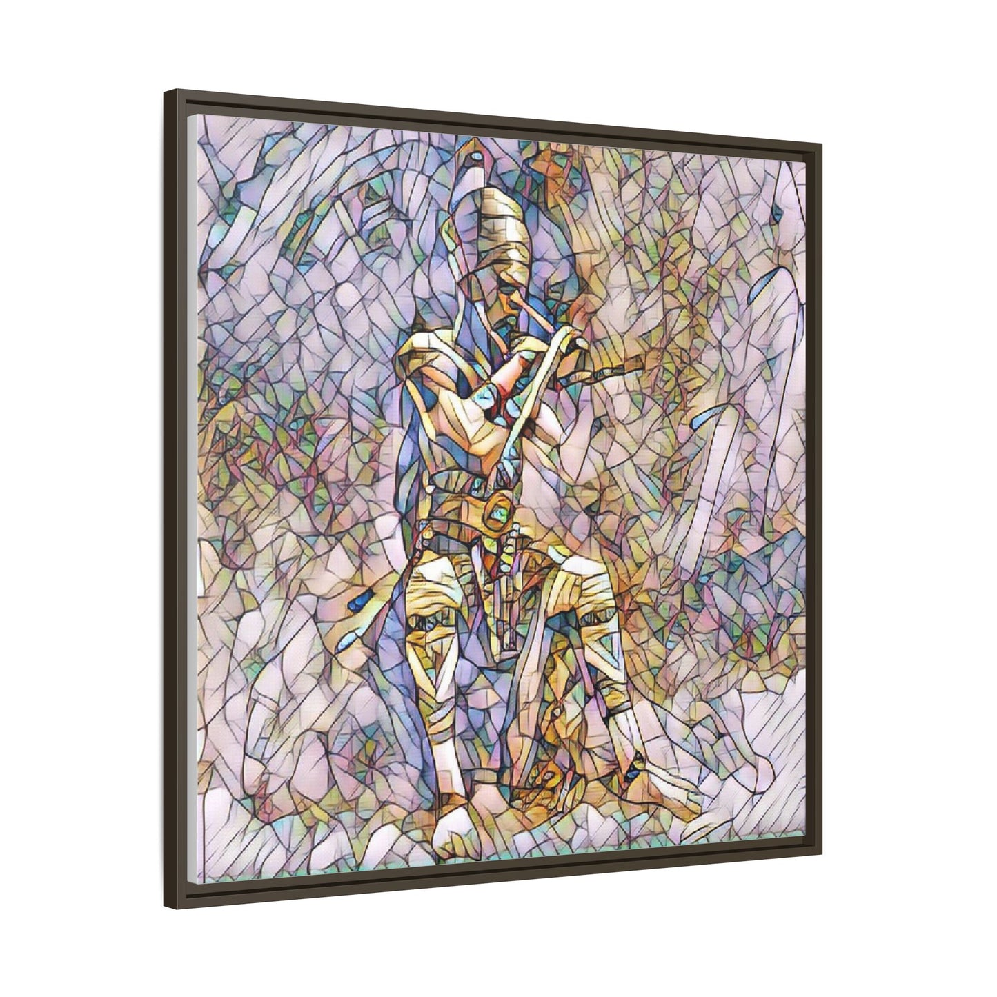 Framed Matte Canvas - Stained Glass Knight Artwork
