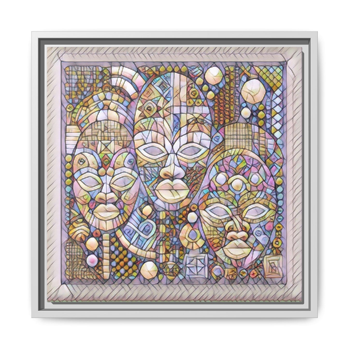 Abstract African Mask Art — Framed Matte Canvas Wall Art