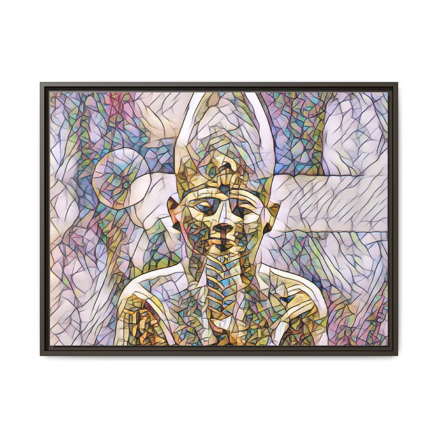Egyptian Pharaoh Stained-Glass Style Matte Canvas Print, Framed