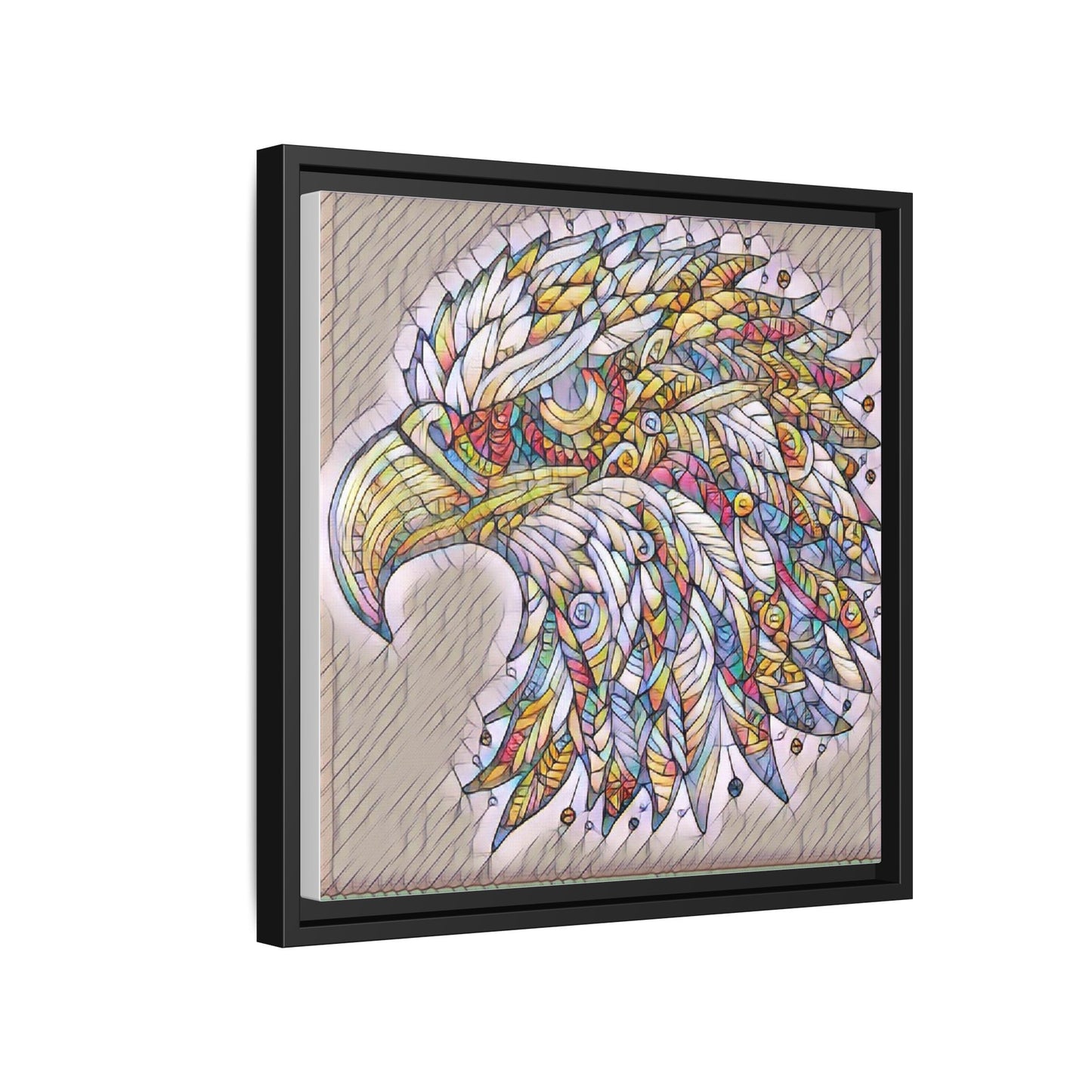 Colorful Eagle Head Matte Framed Canvas Art