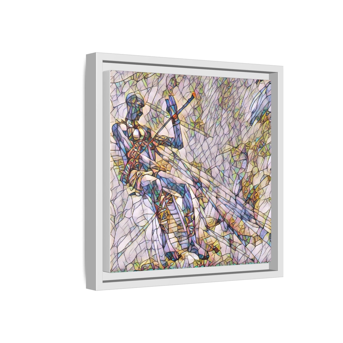 Abstract Stained-Glass Warrior Framed Canvas