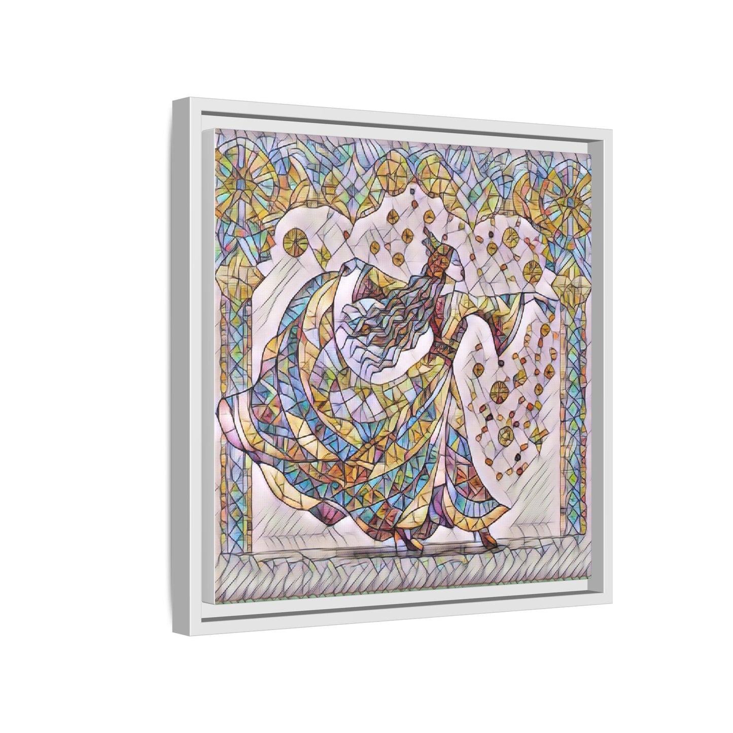 Stained Glass Dancing Dervish Framed Canvas Art