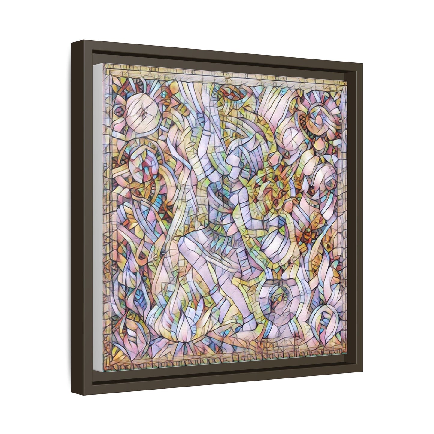 Abstract Stained Glass Dance Matte Framed Canvas