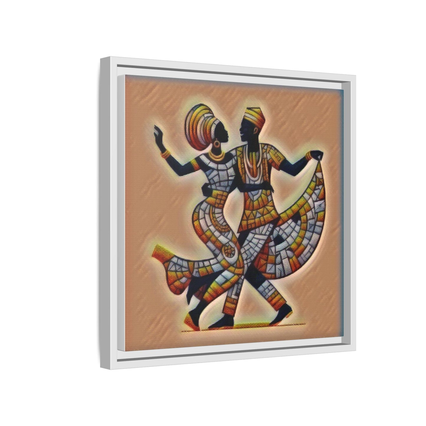 Framed African Dance Mosaic Art Print — Matte Canvas Wall Decor