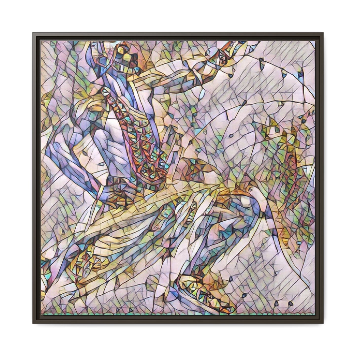 Abstract Stained-Glass Dancers — Framed Matte Canvas Art