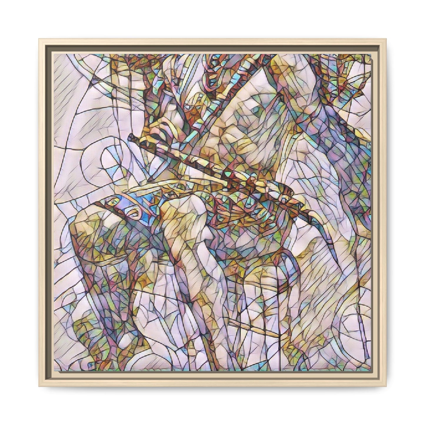 Framed Abstract Musician Canvas Art — Multi‑Color Jazz Saxophone Print