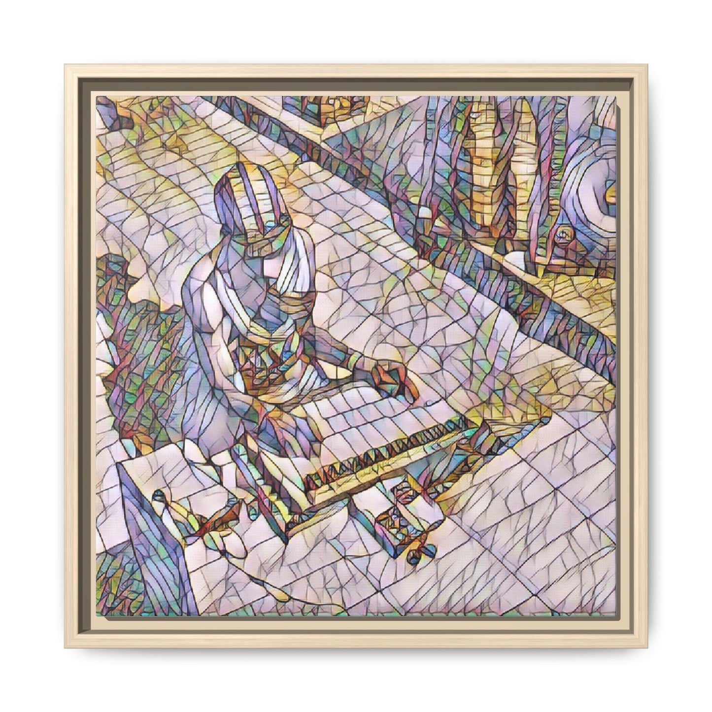 Abstract DJ Skateboarder Matte Framed Canvas – Colorful Urban Music Art Print