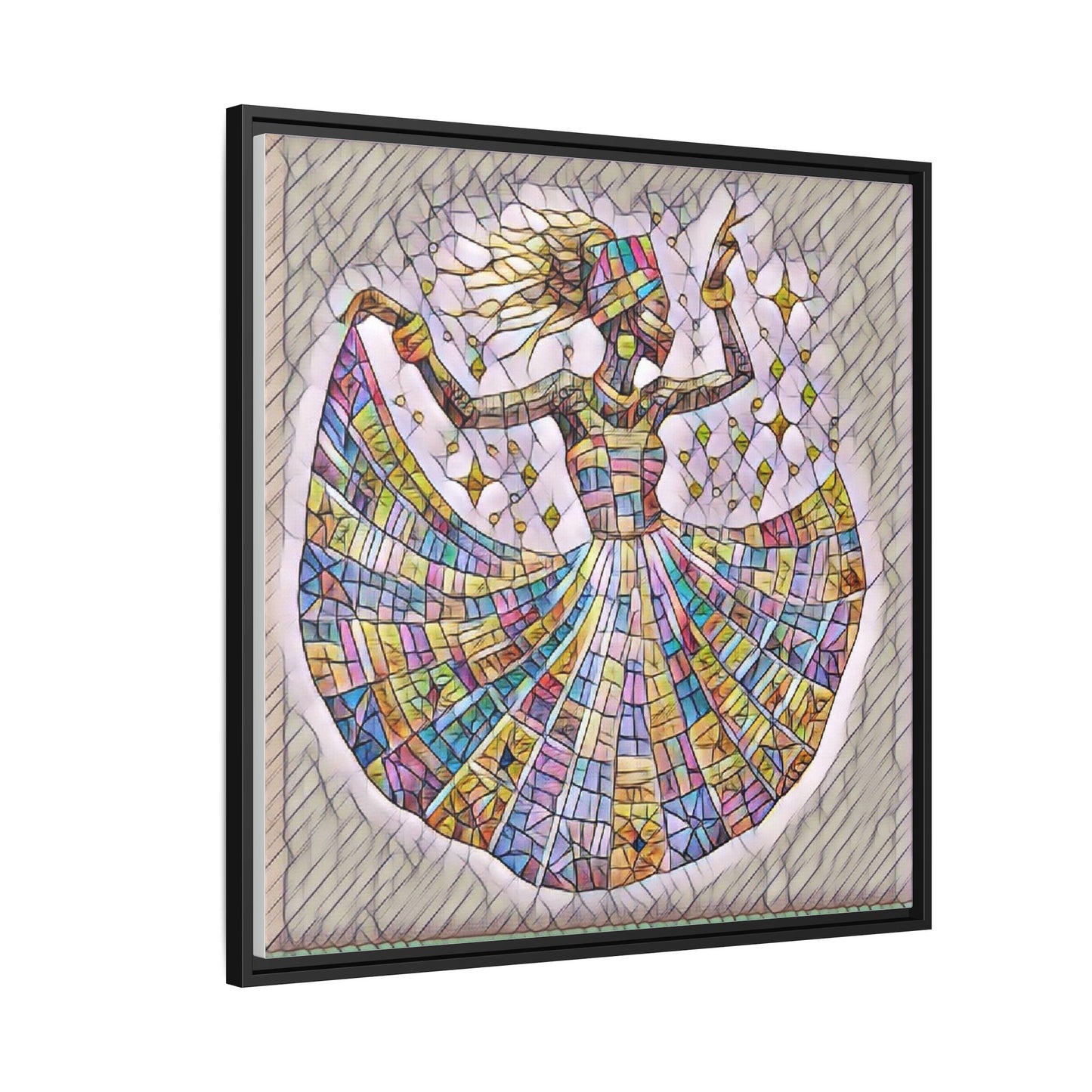 Colorful Mosaic Dance Framed Canvas Art