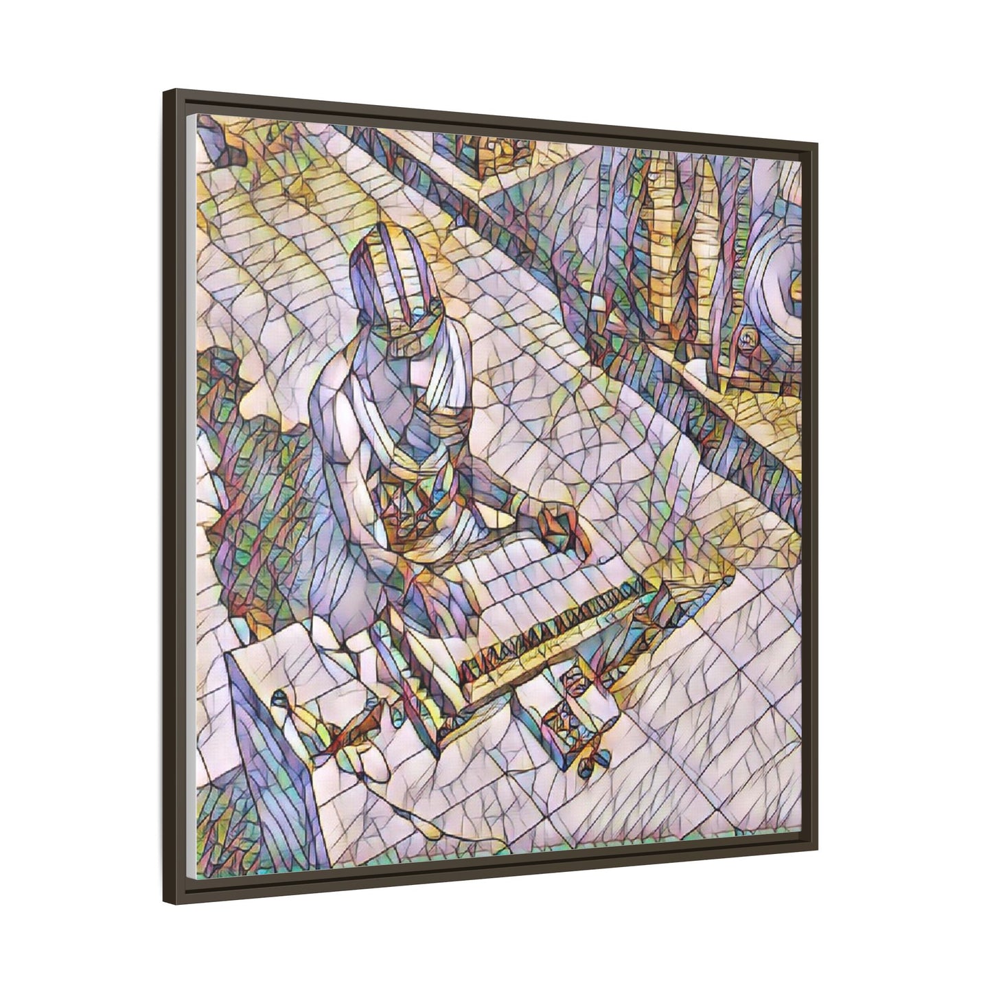 Abstract DJ Skateboarder Matte Framed Canvas – Colorful Urban Music Art Print
