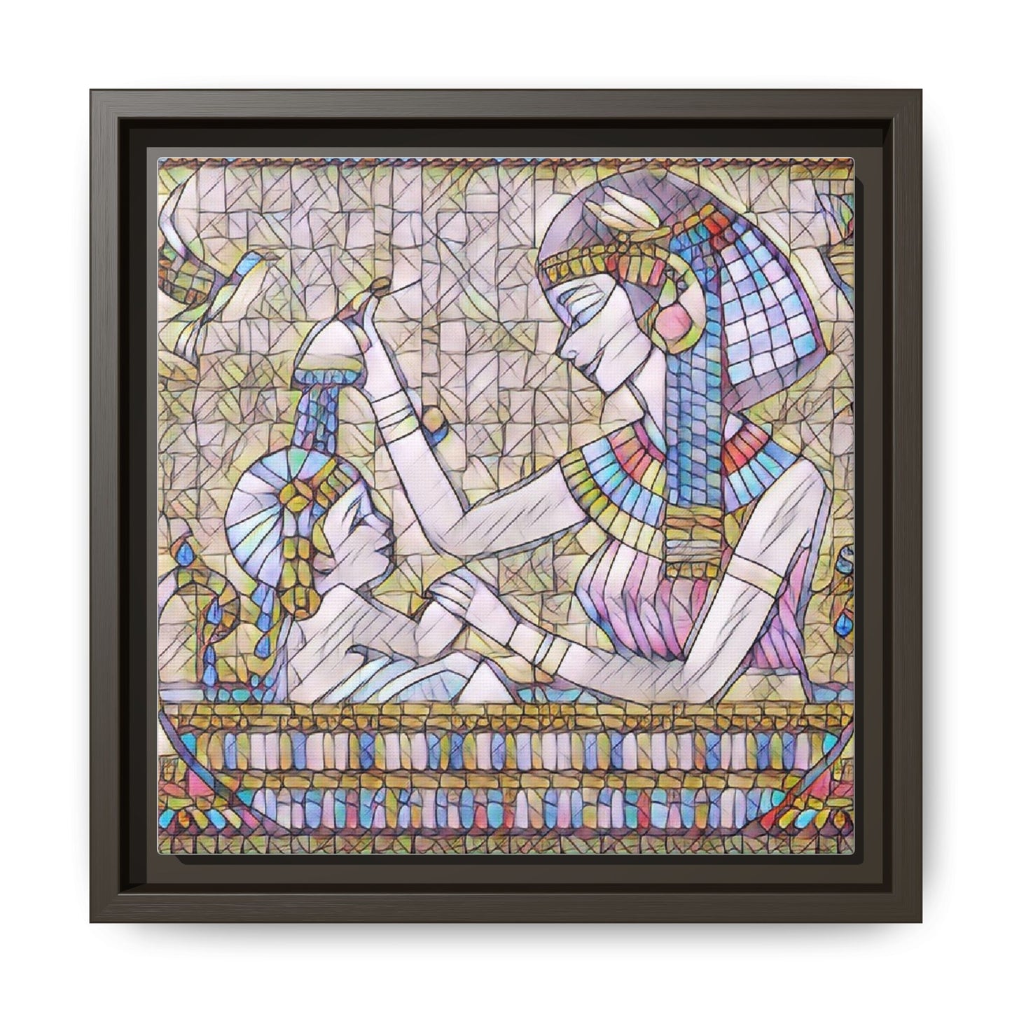 Egyptian Mosaic Mother & Child Framed Matte Canvas
