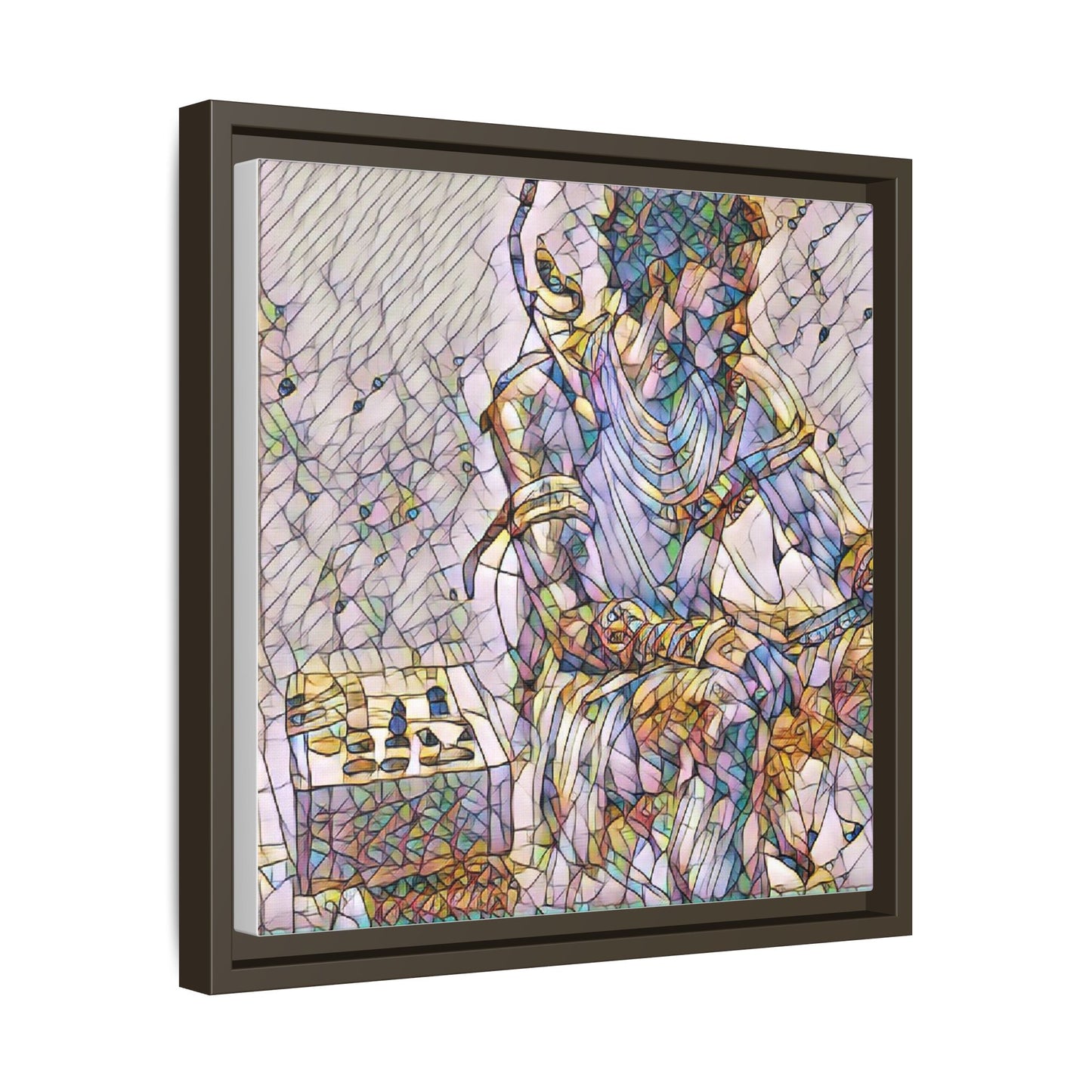 Framed Matte Canvas Art — Abstract Stained-Glass Chess Player
