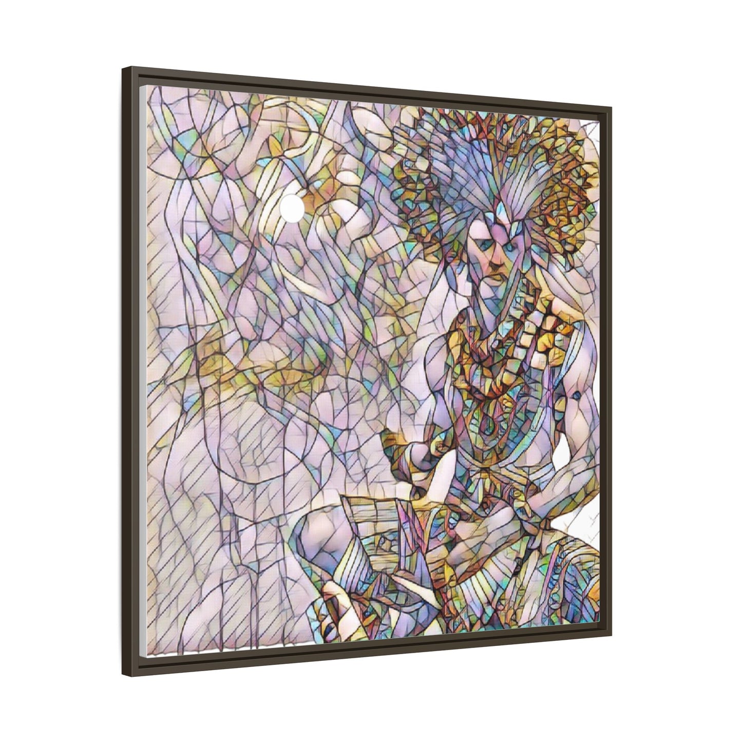 Framed Matte Canvas Art — Colorful Tribal Warrior Illustration