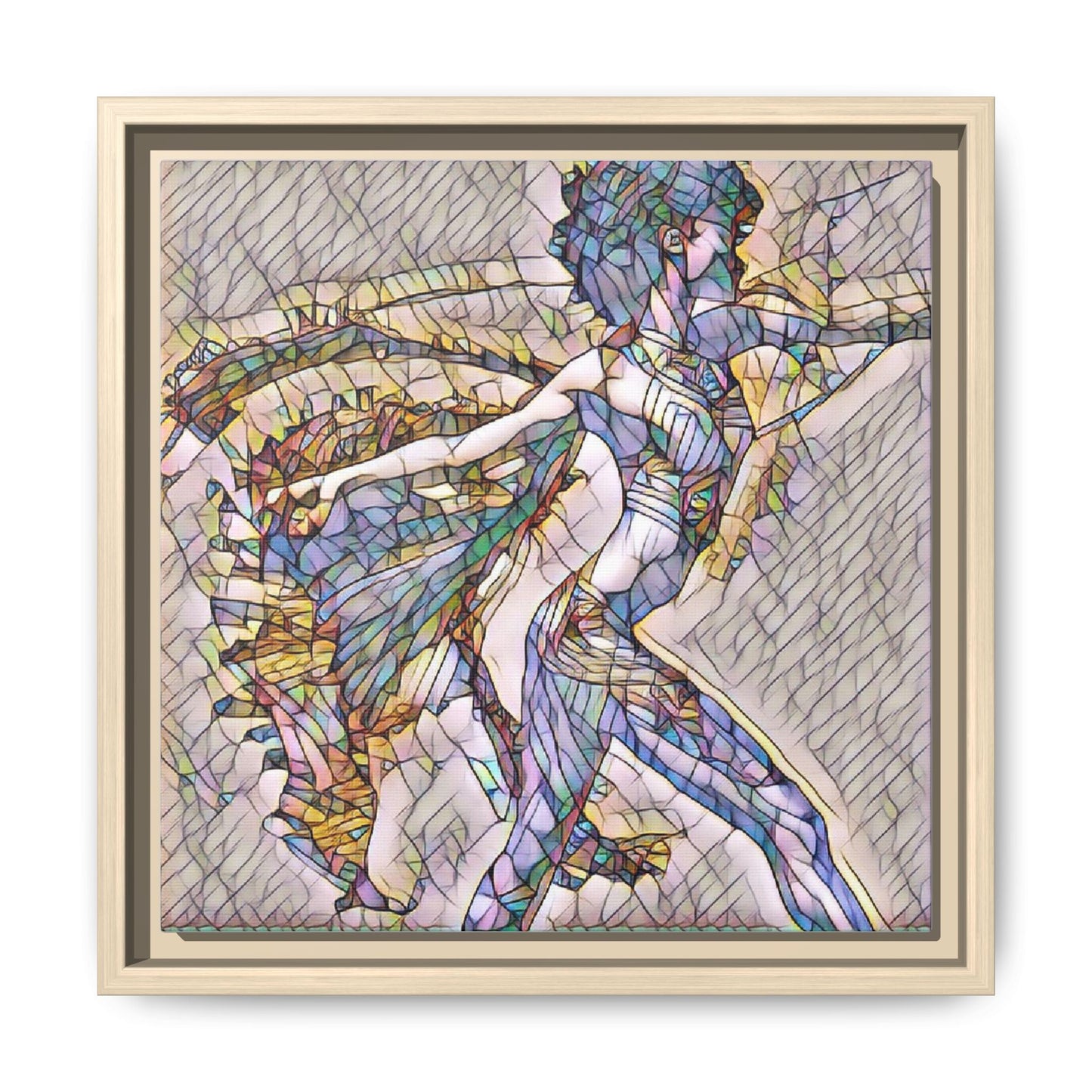 Abstract Stained-Glass Dancer Framed Canvas Art