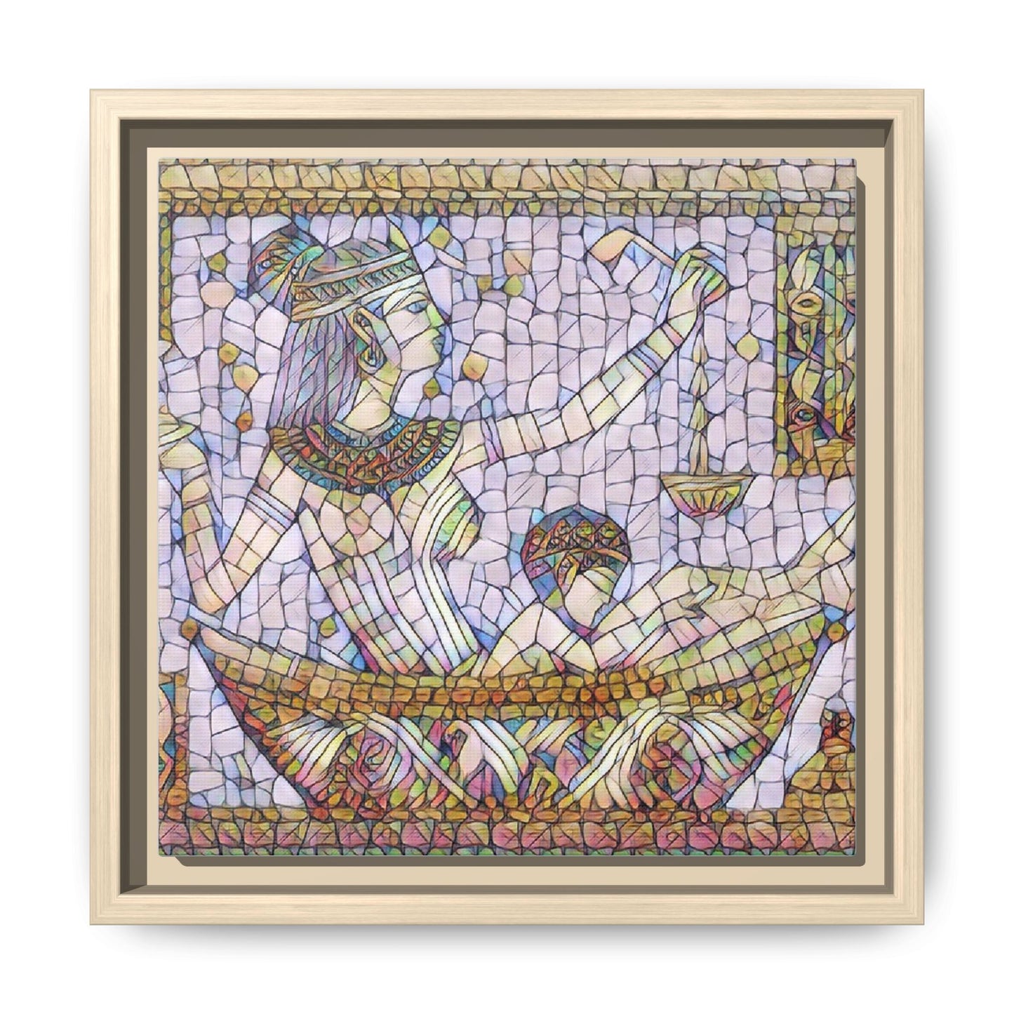 Egyptian Mosaic Goddess Matte Canvas Print (Framed)