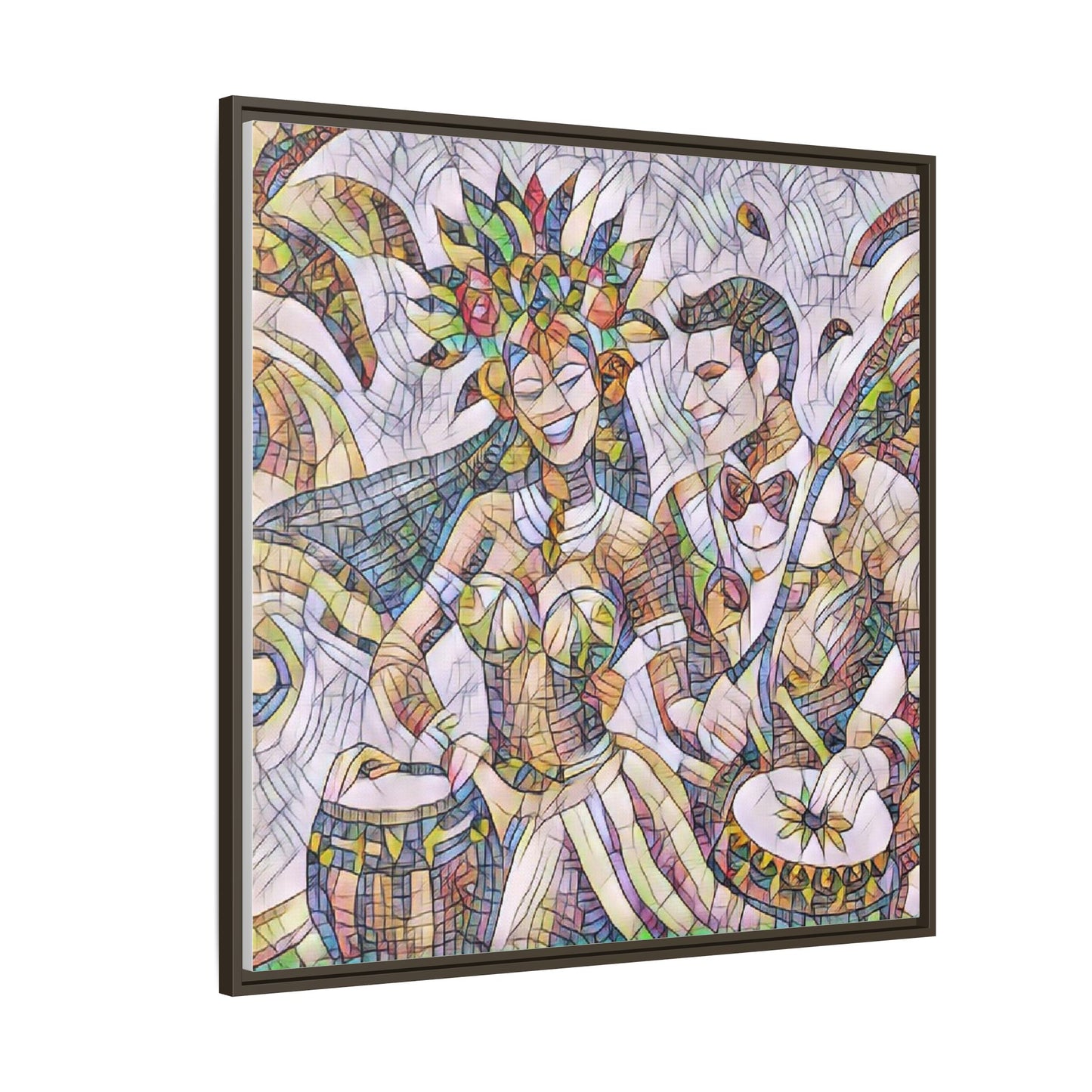 Carnival Samba Dancers Framed Canvas Art — Colorful Brazilian Festival Wall Decor