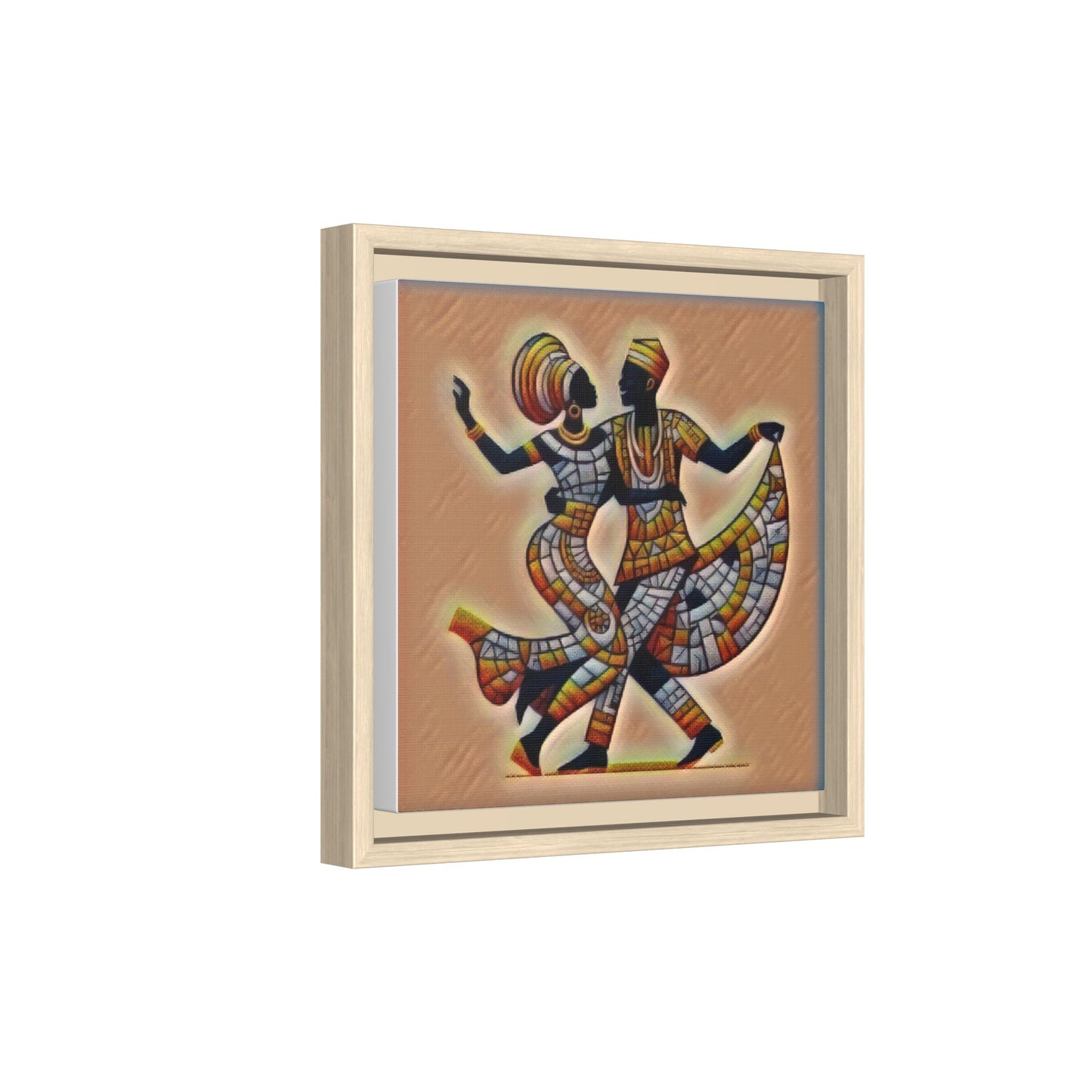 Framed African Dance Mosaic Art Print — Matte Canvas Wall Decor